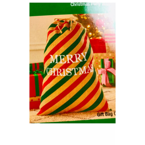 Christmas Party New Stripped Drawstring Holiday Gift Bag - Picture 3 of 3